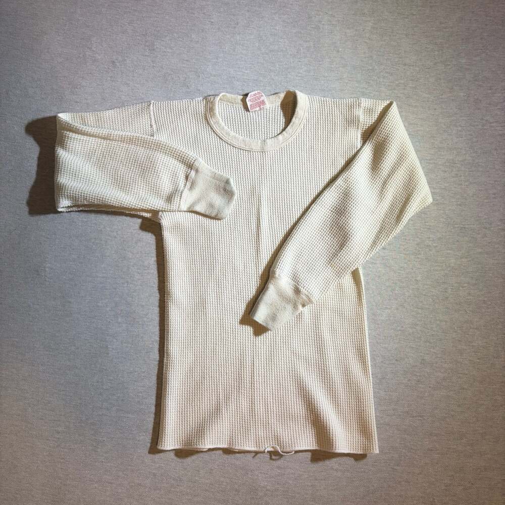 Vintage J.E. Morgan White Waffle Knit Thermal Long Sleeve Shirt